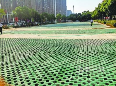 广场百米绿化带一夜被铲建停车场 城管:已责令整改